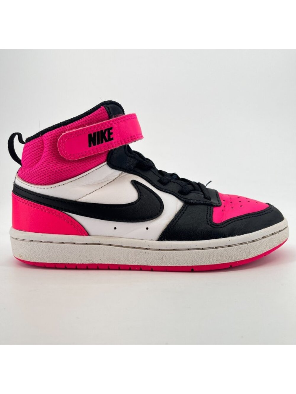 Nike Court Borough Mid 2 Girls Size 1.5Y Pink Black White Athletic Shoes Sneaker